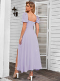 Puff Sleeve Square Neck Maxi Dress - View 50 | WEUXS