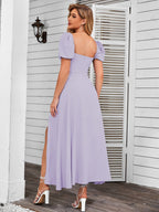 Puff Sleeve Square Neck Maxi Dress - View 50 | WEUXS