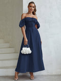 Puff Sleeve Square Neck Maxi Dress - View 66 | WEUXS