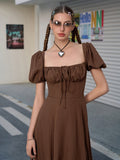 Puff Sleeve Square Neck Maxi Dress - View 6 | WEUXS