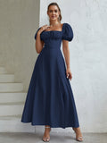 Puff Sleeve Square Neck Maxi Dress - View 64 | WEUXS