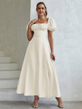 Puff Sleeve Square Neck Maxi Dress - View 58 | WEUXS