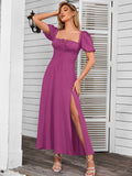 Puff Sleeve Square Neck Maxi Dress - View 45 | WEUXS