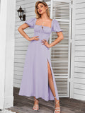 Puff Sleeve Square Neck Maxi Dress - View 51 | WEUXS