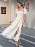 Puff Sleeve Square Neck Maxi Dress - View 15 | WEUXS