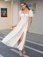 Puff Sleeve Square Neck Maxi Dress - View 15 | WEUXS