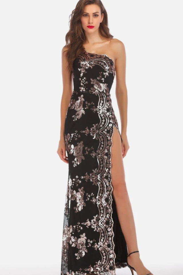Shining Sequin Highly Split Maxi Dress - Dress In Beauty