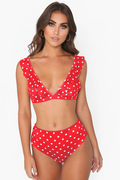 Polka Dot High Waist Ruffle Bikini - Dress In Beauty