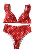 Polka Dot High Waist Ruffle Bikini - Dress In Beauty