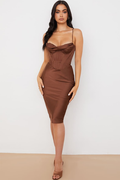 Absolute Elegance Satin Corset Midi Dress - Dress In Beauty