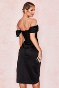Satin Off Shoulder Dress - Dress In Beauty