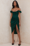 Satin Off Shoulder Dress - Dress In Beauty