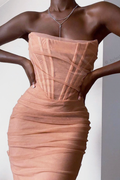 Mesh Strapless Corset Dress - Dress In Beauty
