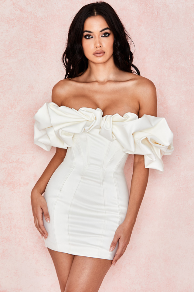 Satin Ruffle Strapless Dress - Dress In Beauty