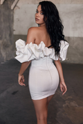 Satin Ruffle Strapless Dress - Dress In Beauty