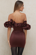 Satin Ruffle Strapless Dress - Dress In Beauty
