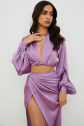Silky Satin Draped Top+Skirt Sets - Dress In Beauty