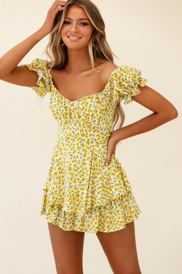 Off Shoulder Tie Back Romper - Dress In Beauty