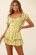Off Shoulder Tie Back Romper - Dress In Beauty