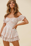Off Shoulder Tie Back Romper - Dress In Beauty