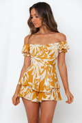 Off Shoulder Tie Back Romper - Dress In Beauty