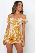 Off Shoulder Tie Back Romper - Dress In Beauty