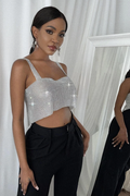Rhinestone Crop Cami Top - Dress In Beauty