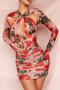 Rose Print Corset Mini Dress - Dress In Beauty