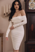 Ruched Off Shoulder Midi Dress | Dress In Beauty