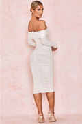 Ruched Off Shoulder Midi Dress | Dress In Beauty