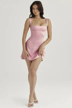 Pink Quartz Duchess Satin Mini Dress - View 11 | WEUXS