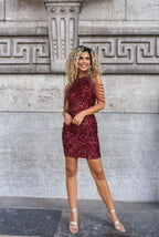 Sequin Halter Neck Mini Dress - View 17 | WEUXS