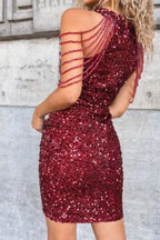 Sequin Halter Neck Mini Dress - View 16 | WEUXS