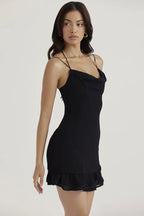 Yellow Ruffle Mini Dress - View 9 | WEUXS