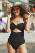 Knotted Scalloped One Piece Swimsuit | Dress In Beauty