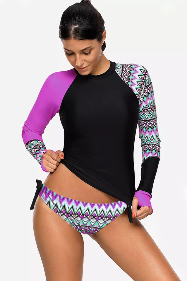 Vansa Printed Long Sleeve Swimsuit Set | Dress In Beauty