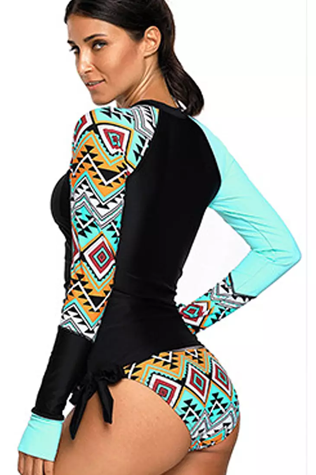Vansa Printed Long Sleeve Swimsuit Set | Dress In Beauty