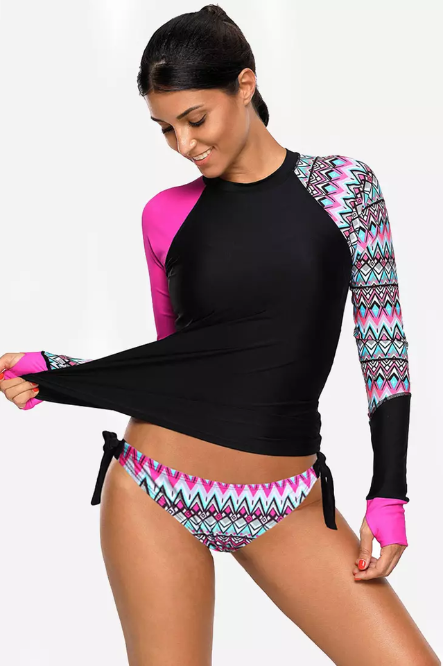 Vansa Printed Long Sleeve Swimsuit Set | Dress In Beauty