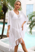 Fringe Trim Dolman Sleeve Openwork Cover Up | Dress In Beauty