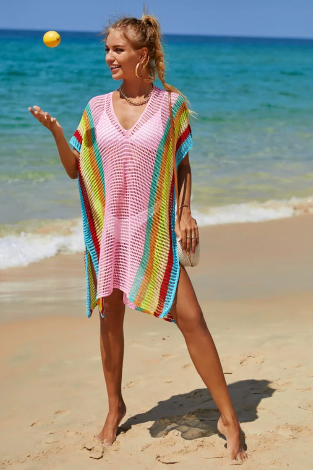 Rainbow Colorblock Crochet Cover Up | Dress In Beauty