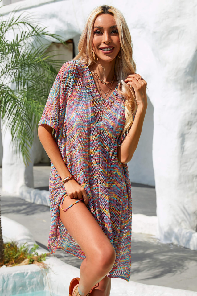 Multicolored Openwork Tassel Slit Cover-Up | Dress In Beauty