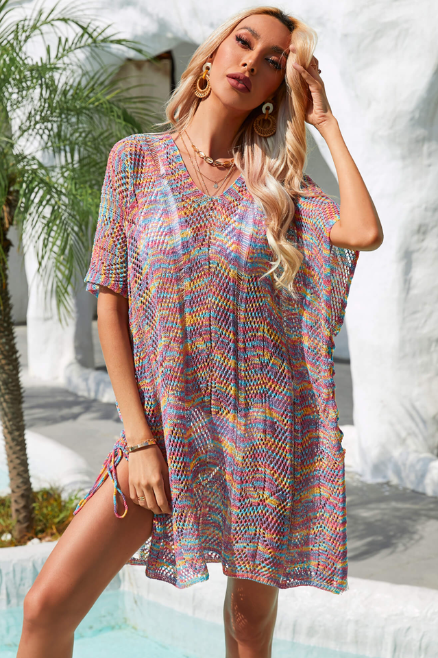 Multicolored Openwork Tassel Slit Cover-Up | Dress In Beauty