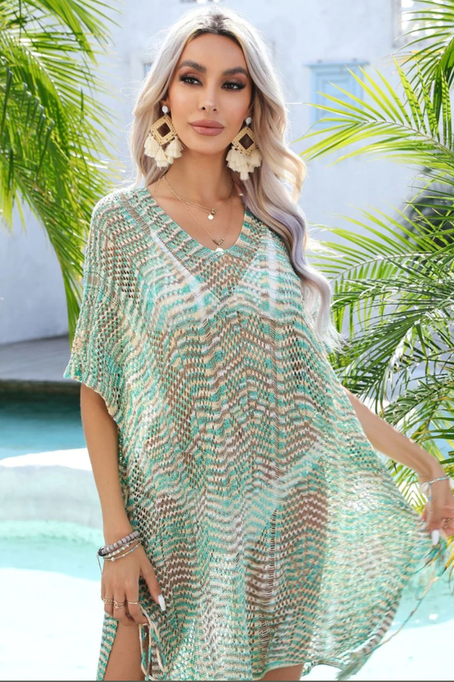 Multicolored Openwork Tassel Slit Cover-Up | Dress In Beauty