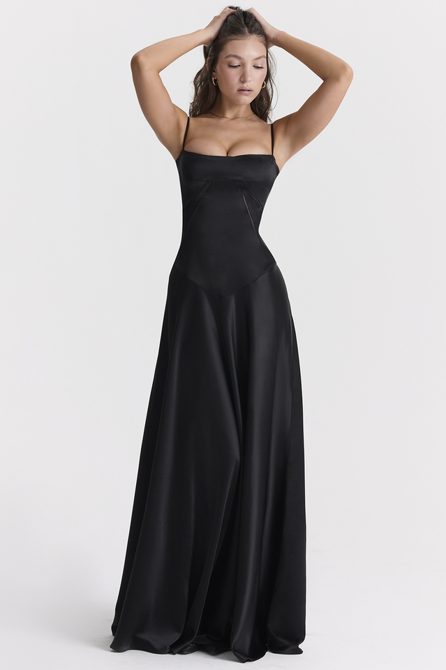 Anabella Black Lace Up Maxi Dress | Dress In Beauty