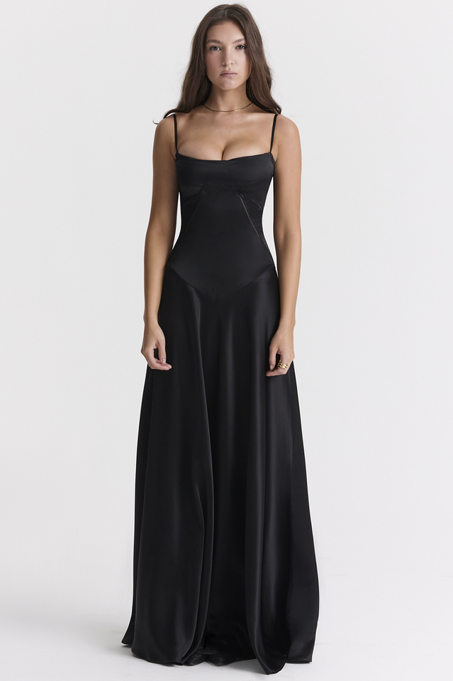 Anabella Black Lace Up Maxi Dress | Dress In Beauty