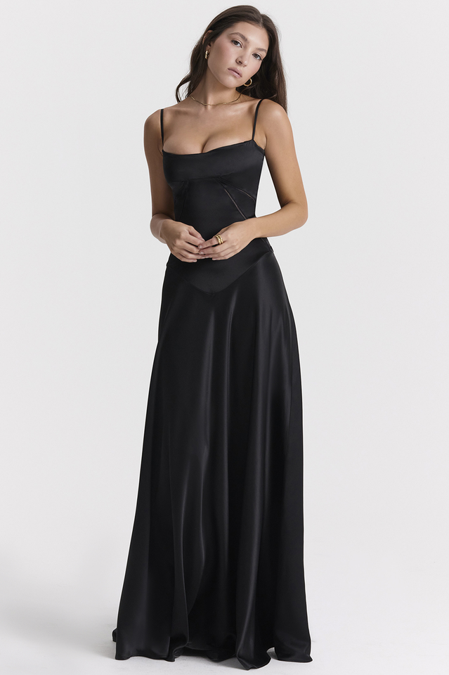 Anabella Black Lace Up Maxi Dress | Dress In Beauty