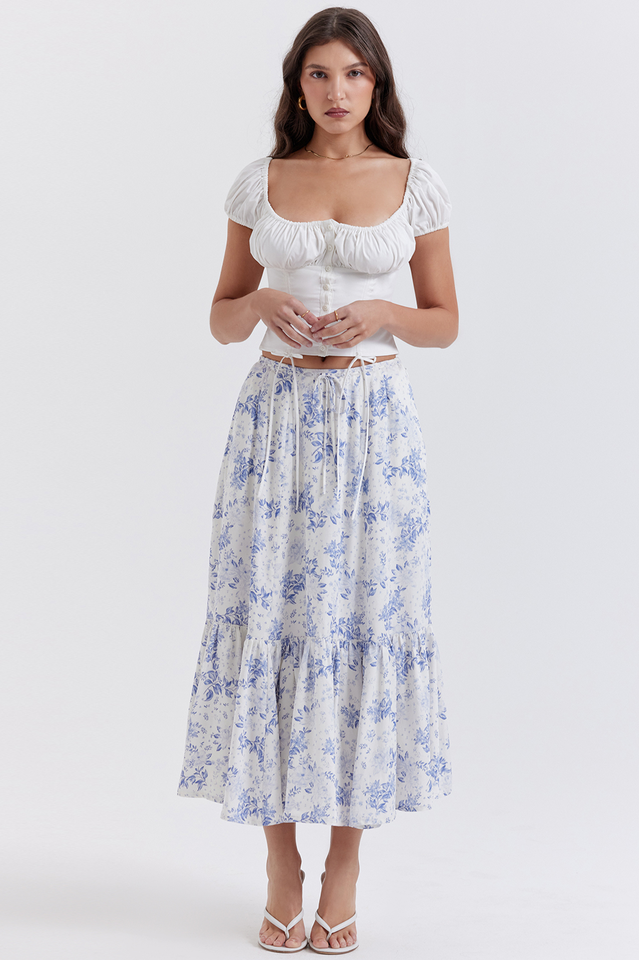 Aitana Blue Print Top + Skirt Set | Dress In Beauty