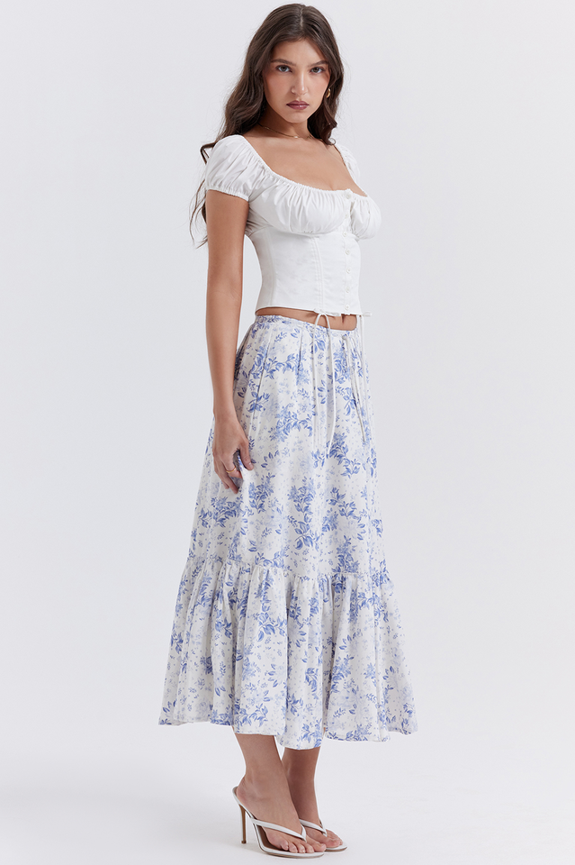 Aitana Blue Print Top + Skirt Set | Dress In Beauty