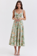 Sabrina Light Jade Print Bustier Sundress | Dress In Beauty