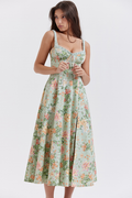 Sabrina Light Jade Print Bustier Sundress | Dress In Beauty